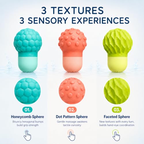 Sensory Squeeze Water Bathtub Toy for Toddlers 1-3, 3PCS Silicone Pool Toy - Image 4