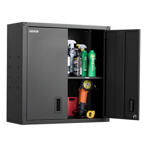 VEVOR Armoire Murale Atelier, 76,2 x 31 x 76,2 cm, Armoire à Outils Garage Suspendue en Métal, Rangement Mural, avec Porte Verrouillable, Capacité 108,86...