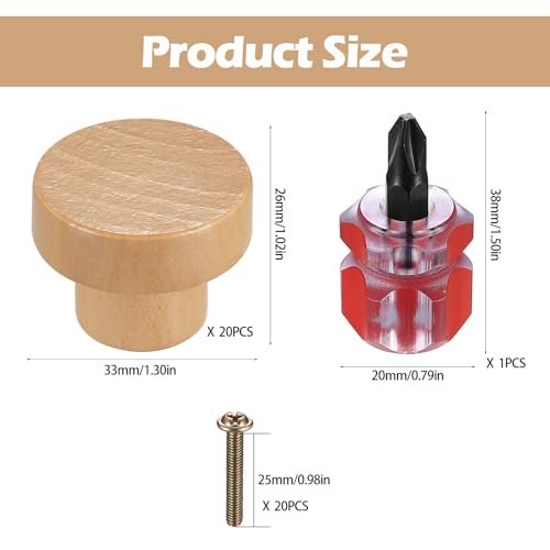Heozhuyi 20 Pcs Wooden Door Knobs Handles - Image 2