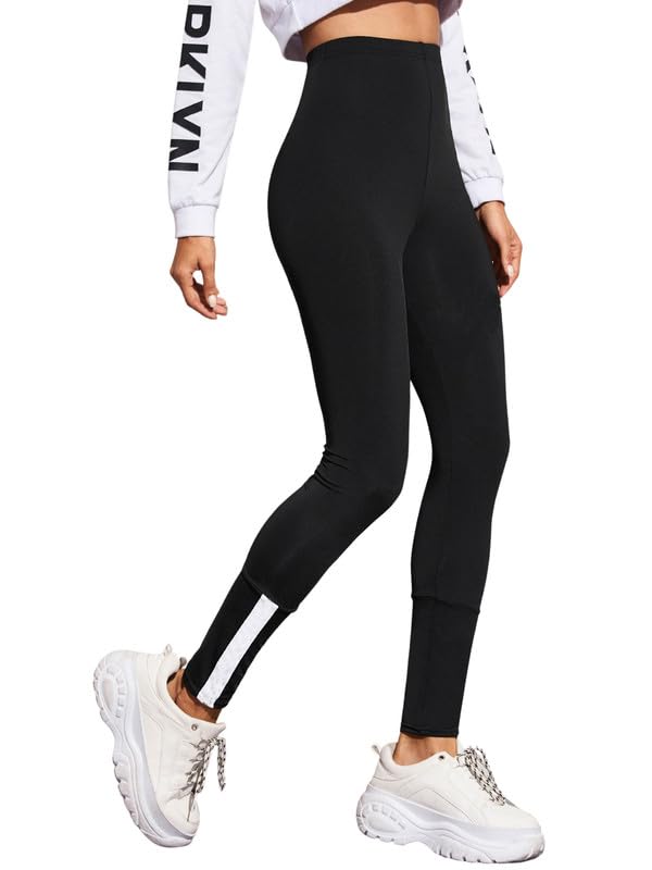 Image of DTR FASHION Women's Black Stretchable Cotton Blend Casual Tight