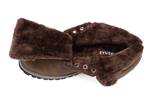 EYUSHIJIA Botas de neve masculinas impermeáveis para uso ao ar livre, Brown-fur Lining, 7.5