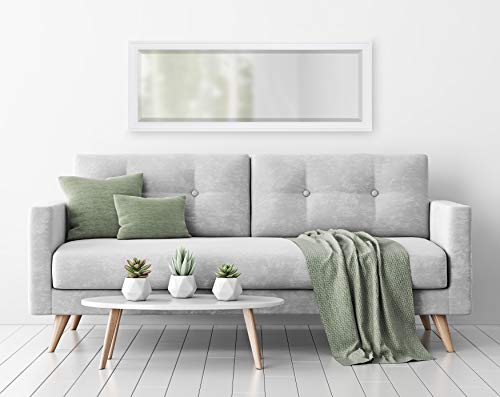 Designovation 215334 Bosc Modern Framed Rectangular Wall Mirror, 19.5 X 51.5, White, Decorative Tall Mirror With Rectangular Shape And Vibrant Beveled Edge thumb #5