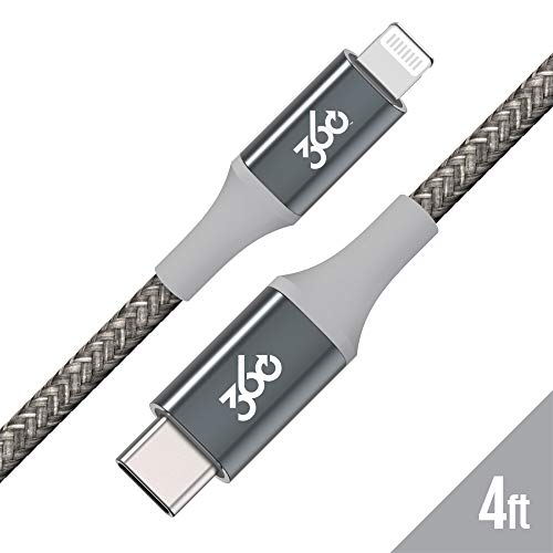 360 Electrical Habitat 4ft Premium USB-C to Lightning Braided Charging Cable, Charcoal, MFi Certified for iPad and iPhone Charger Cord, MacBook to iPhone Cable image 5