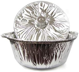 Miniatura 7 de VeZee - Olla redonda de aluminio con tapa, utensilios de cocina desechables multiusos, contenedor para camping, excelente para hornear en estufa,