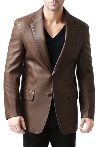 BGSD Men Jacob 2-Button New Zealand Lambskin Leather Blazer Sport Coat Jacket (Also available in Big and Tall and Short)2
