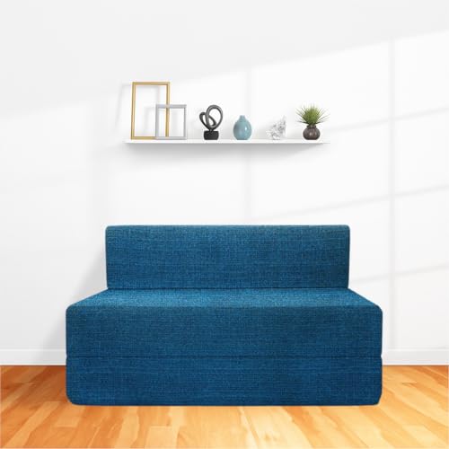 Image of CELLBELL Comfy Sofa Cum Bed 4x6 Feet | Foldable Dual Use Couch Bed with Soft Cushions, Washable Fabric Cover & Sturdy Frame | Space Saving Modern Design for Living Room, Bedroom & Guest Use (Teal)