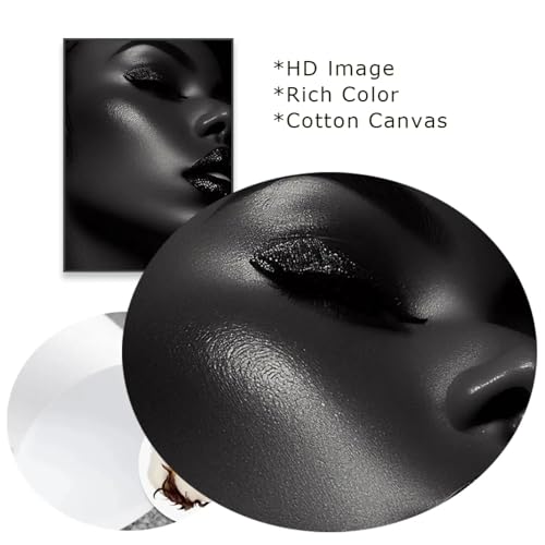 Affiche d'art mural femme noire, peinture femme sexy noir et blanc satiné - 5
