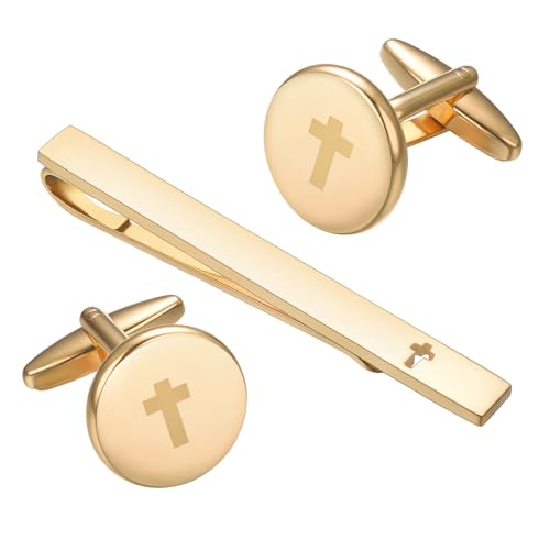 Gold Silver Black Tie Clip and Cufflinks for Men Necktie Tie Bar Clips Cuff links Western Set Mens Accessories Jewelry For Business