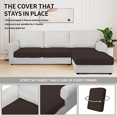 Image of Easy-Going Stretch 3 Pieces Couch Cushion Covers for Sectional Sofa L Shape