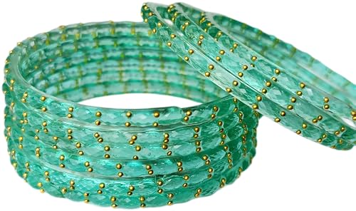 Image of JPS Plain and Glossy Finished Raindrop Glass Bangles Set for Women & Girls | Traditional Ethnic Chudi for Wedding, Party & Regular- Set of 12 Pcs of One Colour | Wedding Special