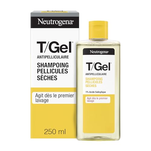 Neutrogena – Shampooing Antipelliculaire T/Gel Pellicules Sèches (flacon de 250 ml) – Shampoing pour cheveux secs et abîmés – Soin cheveux réparateur...