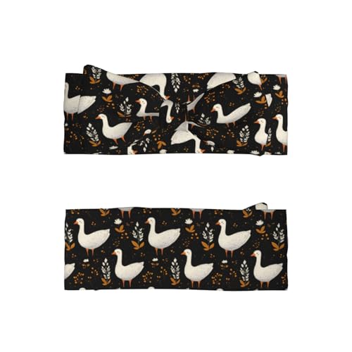 Cute Goose White Print Baby Girl Bows Headbands Baby Girls Newborn Headbands Infant Toddlers 0-6 Months2
