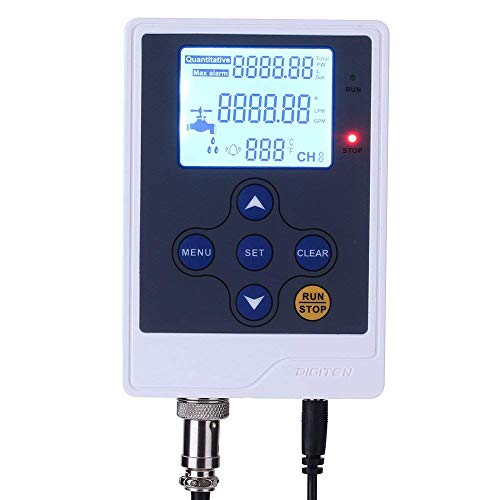 Digiten Water Flow Control Meter Lcd Display Controller+G1/2" Water Hall Sensor Flow Meter Flowmeter Counter 1-30L/Min+G1/2" Solenoid Valve Normally Closed N/C+Dc 12V Power Adapter #TOP1
