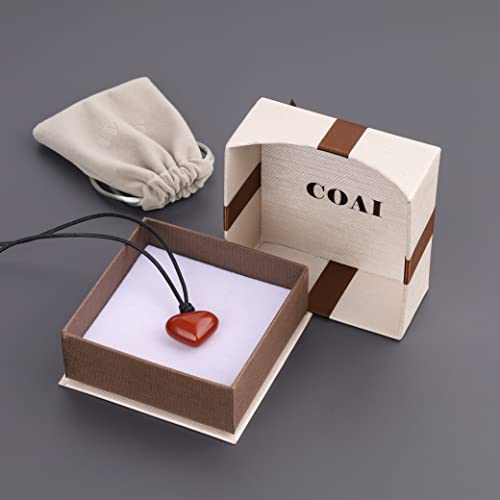 Coai Leather Cord Love Heart Red Jasper Stone Pendant Necklace For Women #TOP5