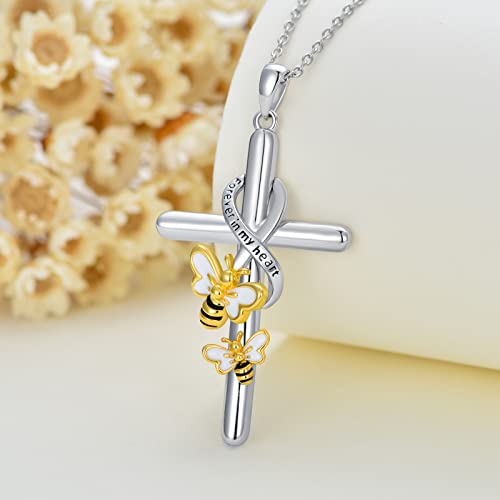 Cross Necklace for Women 925 Sterling Silver I Love You Necklace Religious Jewelry with Gift Box for Mother Daughter4