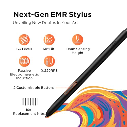 Image of UGEE Upgrade M908 10x6.25Drawing Tablet,Graphics Tablet with 8 Hot Keys & Scroll Wheel,Battery Free Stylus of 16K Levels Pressure Sensitivity Drawing Pad Compatible with Windows /Mac /Android Art Tablet