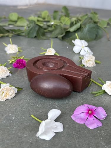 Image of Shivam VASTU AKAL 1.5 inch Original Narmadeshwar Narmada Shivling with 3 inch Narmada Stone Yoni Base Jaladhari (Swayambhu Shivling, Brown Flate Jaladhari)