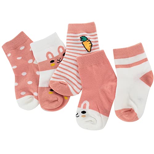 MSHEN Calcetines De Algodón Para Niñas, Calcetines Cómodo Suave de 0 a 5 Años,5 pares,GKS002-XS
