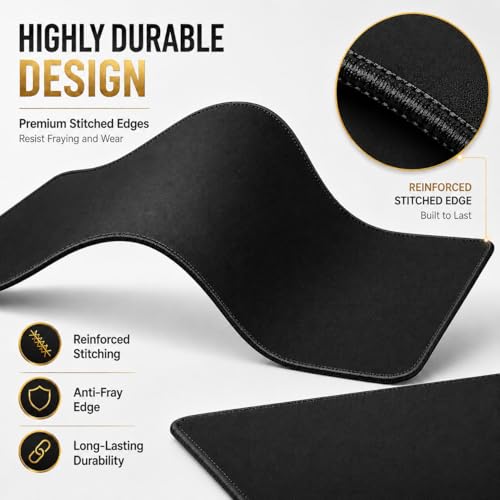 Image of KTRIO Large Gaming Mouse Pad Desk Mat for Gamer, 31.5 inch x 11.8 inch, Black, XL | Extended Size Design, Superior Micro-Weave Cloth, Non-Slip Rubber Base, Durable Stitched Edges, Water-Resistant Coating