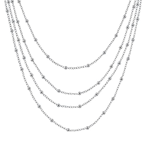 Collier de Perles Rondes Argent 925 Chaînes Ras du Cou Féminin