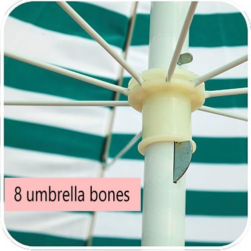 6,5 m, 7,2 m, parasol plażowy – lekki parasol tarasowy z 8 wytrzymałymi podpórkami, ochrona przed promieniowaniem UV, stylowe paski, idealny na piknik, do ogrodu i jako ochrona przed słońcem