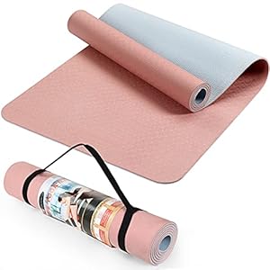ACTIVE FOREVER Yoga Mat for Women men, Non-Slip, TPE Exercise Mat With Carrying Straps, Workout Mat for Pilates, Stretching, Pilates, Home Gym -183 x 61 x 0.6 CM
