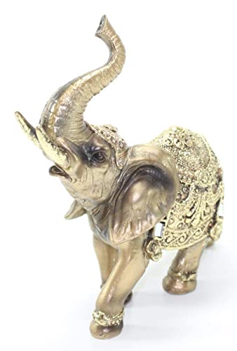Feng Shui 7'(H) Brass Color Elegant Elephant Trunk...