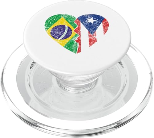 Corazón Banderas Brasileñas Puertorriqueñas | Brasil Puerto R PopSockets PopGrip para MagSafe
