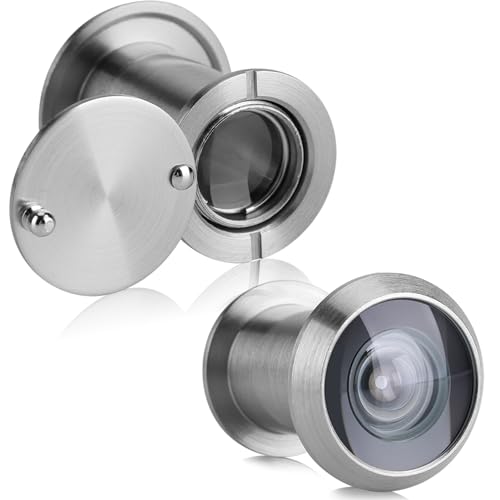 Mirilla de puerta de 220 grados para puertas frontales, cuerpo de latón macizo, visor con cubierta de privacidad, para puertas de 35 mm a 55 mm de grosor (cable plateado) miniatura 6