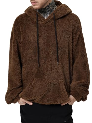 SOLY HUX Men's Fall Winter Fuzzy Bear Ear Hoodies Hooded Fleece Pullover Sweatshirt with Pocket3