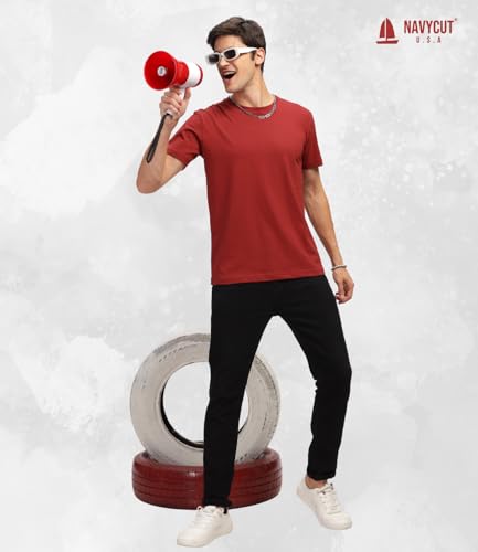 Image of Men T Shirt Cotton Round Neck | Solid Cotton Tee Half Sleeve | Breathable Casual T Shirt for Men | Stylish Round Neck Casual Wear | 12 Colors
