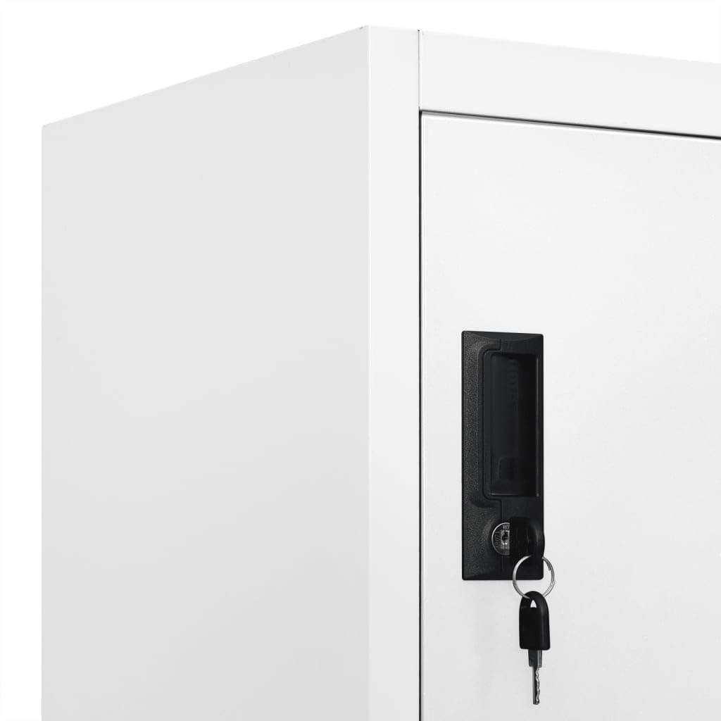 vidaXL Armoire à Casiers Classeur Meuble de Rangement d'Equipements de Sport Produits de Nettoyage Intérieur Bureau Blanc 90x45x180 cm Acier