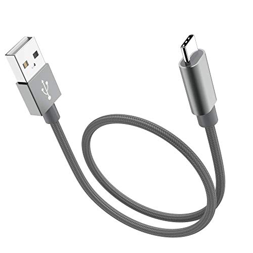 Short USB C Cable [0.8ft/25cm] Fast Charging USB 2.0 Data Transfer to Type C Phone Charger Cord Nylon Braided Compatible with Samsung Galaxy S10 S9, Pixel 3, LG V30, Charging Station