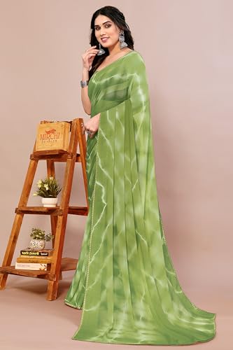 Image of MIRCHI FASHION Women Saree Shibori Print Chiffon | Elegant Festive and Functional Sari for All-Day Comfort with Matching Blouse