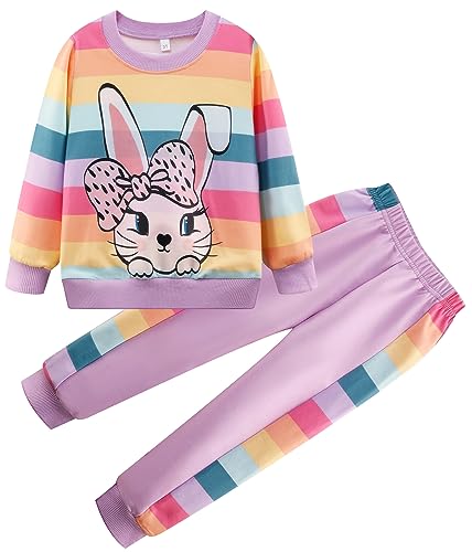 Image of Little Girls 2 Piece Outfits Ruffle Sleeve Unicorn Sweatshirts Top and Leggings Set School Outfits Kids Clothing Set