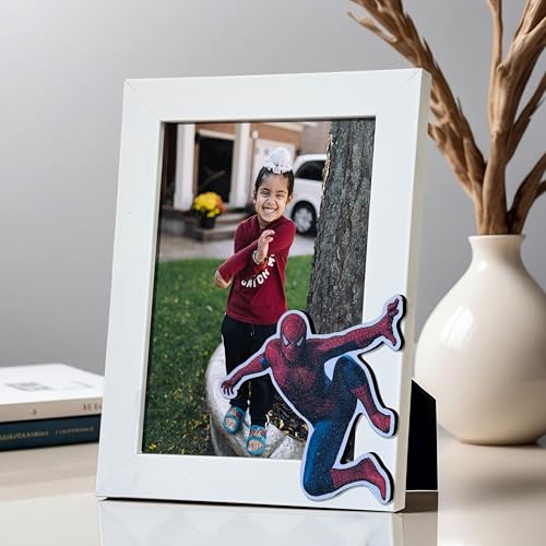 Image of Art Street Table Photo Frame with Cute Cartoon Character Design Wooden Table Photo Frame For Children, Kids Birthday Party Return Gifts For Girls Boys - Age 6-12 Years (White, Picture Size: 5x7 Inch)