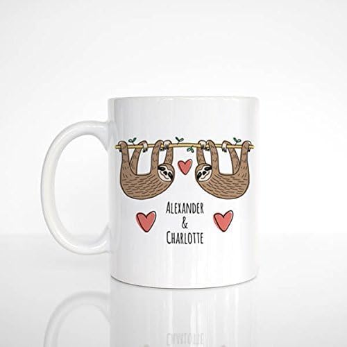 Sloth Mug Personalized Valentines Day Gift for Him for Her Cute Couple Mug Engagement Gift Anniversary Gift Wedding Gift Unique Coffee Mug, 11oz, 15oz, gift