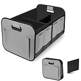 ZAJTZVB Car Trunk Organizer for Fiat Panda Fiat Grande Panda, Collapsible Multi Compartment Vehicle Storage Box, Storage with 11 Pockets, Reinforced Handles for Grocery Cargo,Grey