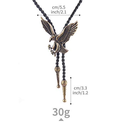 Image of Jeilwiy Bolo Tie for Men Western Cowboy Tie Necklace Gold Bolo Tie Leather Necktie Halloween Tie Accessories for Women