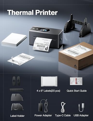 Phomemo PM64D Shipping Label Printer with Touch Screen & Label Holder - image 9
