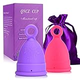 QNCZ Menstrual Cups, Soft & Safe Period Cup for Beginners，Easy Insert & Clean Reusable Menstrual Cup, 12 Hour Wear Flexible Period Cup, Set of 2, Small & Large