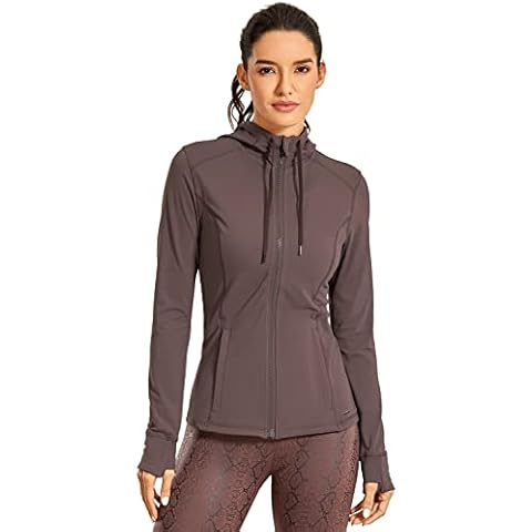 CRZ YOGA Damen Thermo Sport Hoodie Voll Reißverschluss Warme Running Jacke Gym Hoody Laufjacke Cover