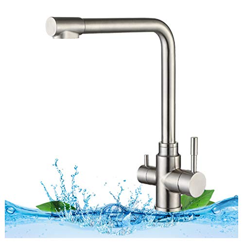 Preisvergleich Produktbild TANCEQI Waschtisch Zweigriffarmatur Verchromter Messingkörper Hohe Auslaufhöhe Schwenkbar Wasserhahn Fürs Bad Waschbecken-Armatur Badarmatur