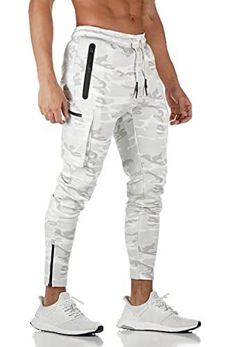 DIOTSR Men's Cargo Pants Casual Athletic Joggers Pants Gym Workout Sweatpants with Zipper Pockets4