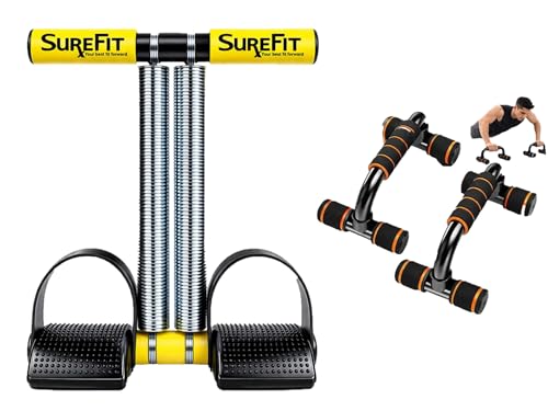 Image of SUREFIT Tummy Trimmer with Dual Spring & Push-Up Bar Combo | Full Body Home Workout Kit for Men & Women | Core, Arms, Chest & Abs Fitness Pack