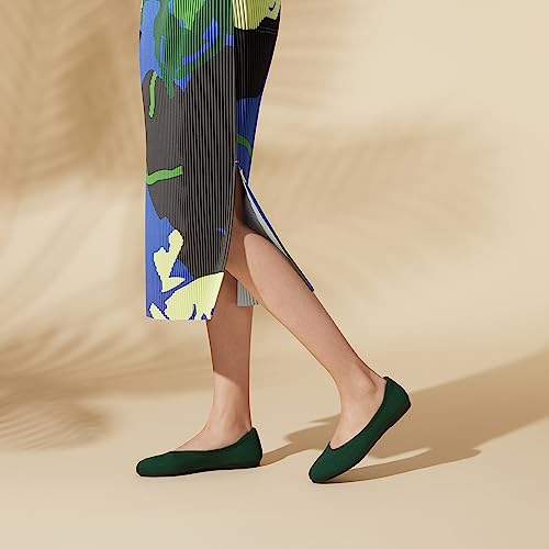 Arromic Green Flats Shoes for Women, Washable Round Toe Knit Ballet Flats Shoes with Comfortable Heel Cushions, Soft Slip on Dressy Shoes for Business Casual, Office, Work, Wedding3