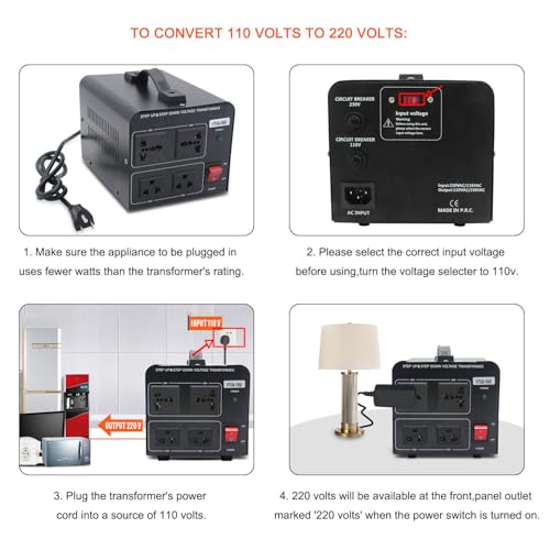 Yinleader BYQ 1500W Step Up & Step Down Voltage Transformer Converter 110V To 220V Or 220V/230V/240V To 110V/120V Power Converter W/Us Power Cord,Circuit Breaker Protection thumb #1