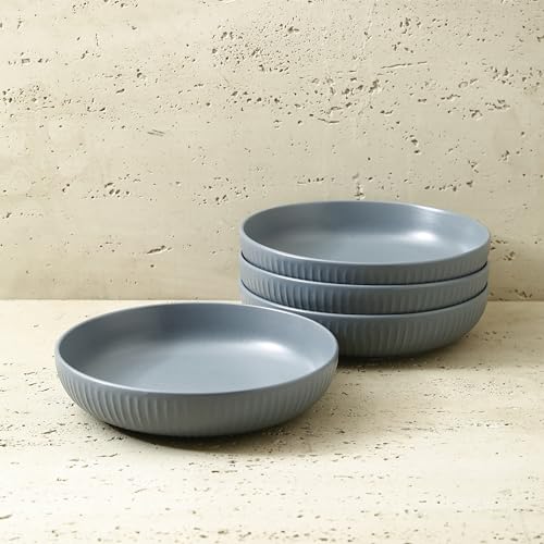 Image of Stone Lain Logan Stoneware Pasta Bowl Set of 4, Grey