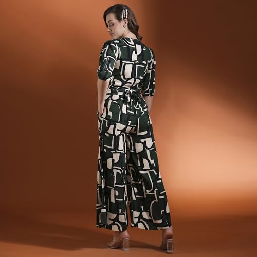 Image of Globus Women Lavender Printed Casual Co-Ord Set with Top and Palazzo-3638046001