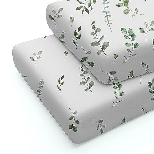 Image of Crib Sheets Set of 2 Soft Cotton Blend Fitted Baby Crib Sheet- Neutral Green 2 Pack- Crib Bed Mattress & Toddler Bed Sheet by Max&So